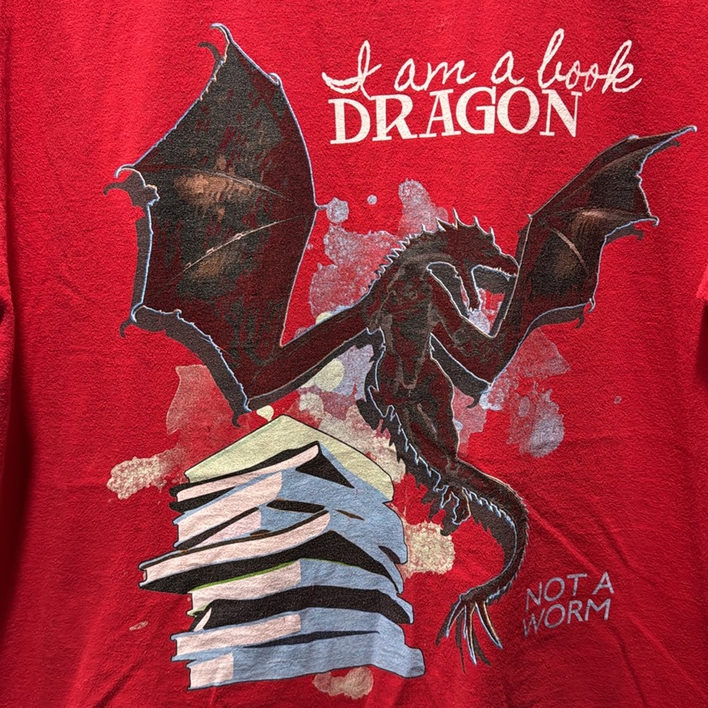 I Am a Book Dragon, Not a Worm T-Shirt XL - Picture 4 of 4